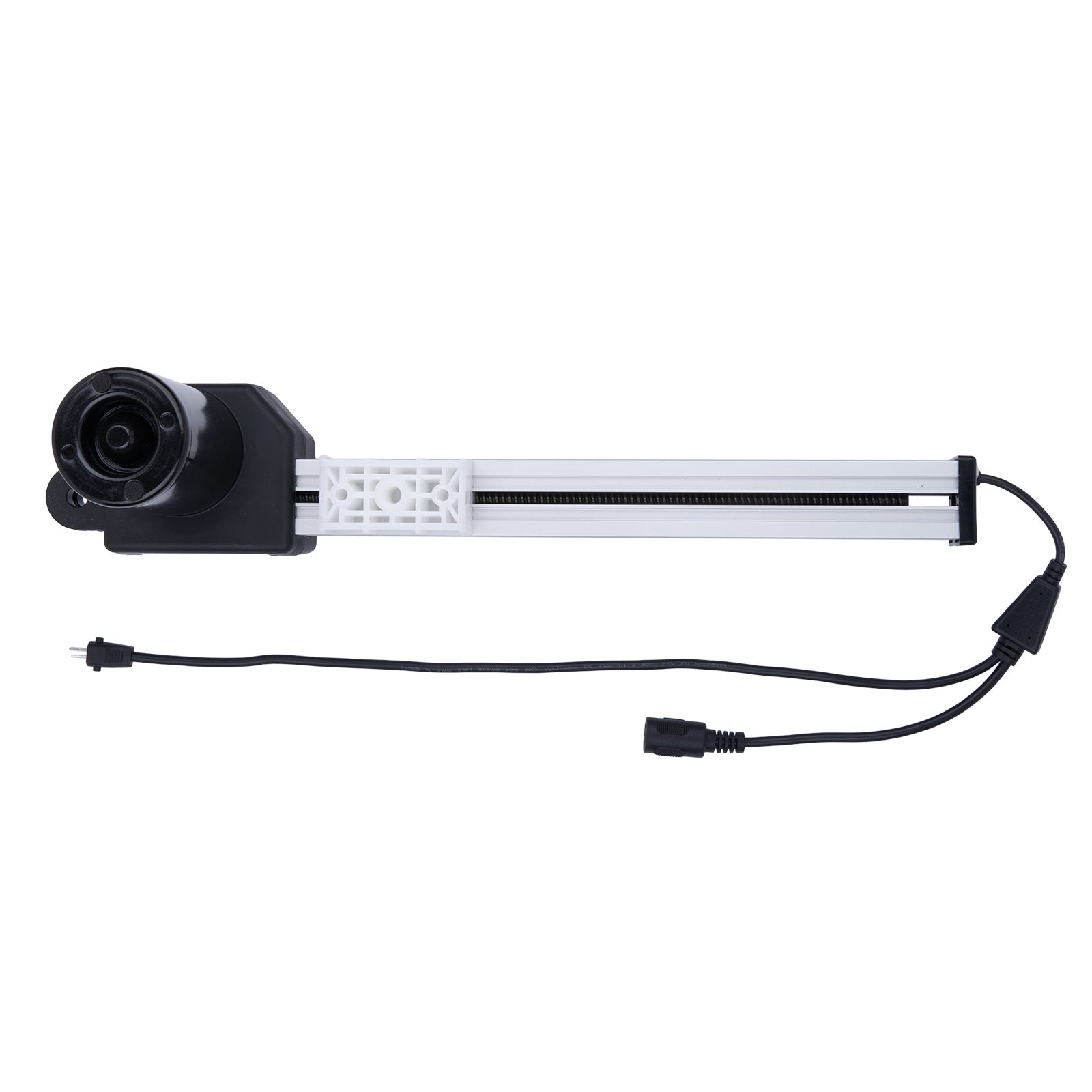 Aquarium light with black housing and white interior on a white background