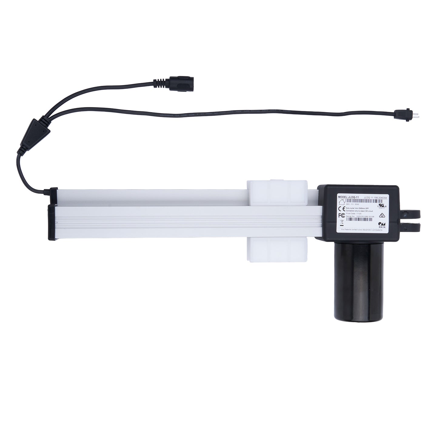 Electromagnetic valve with power cable on a white background