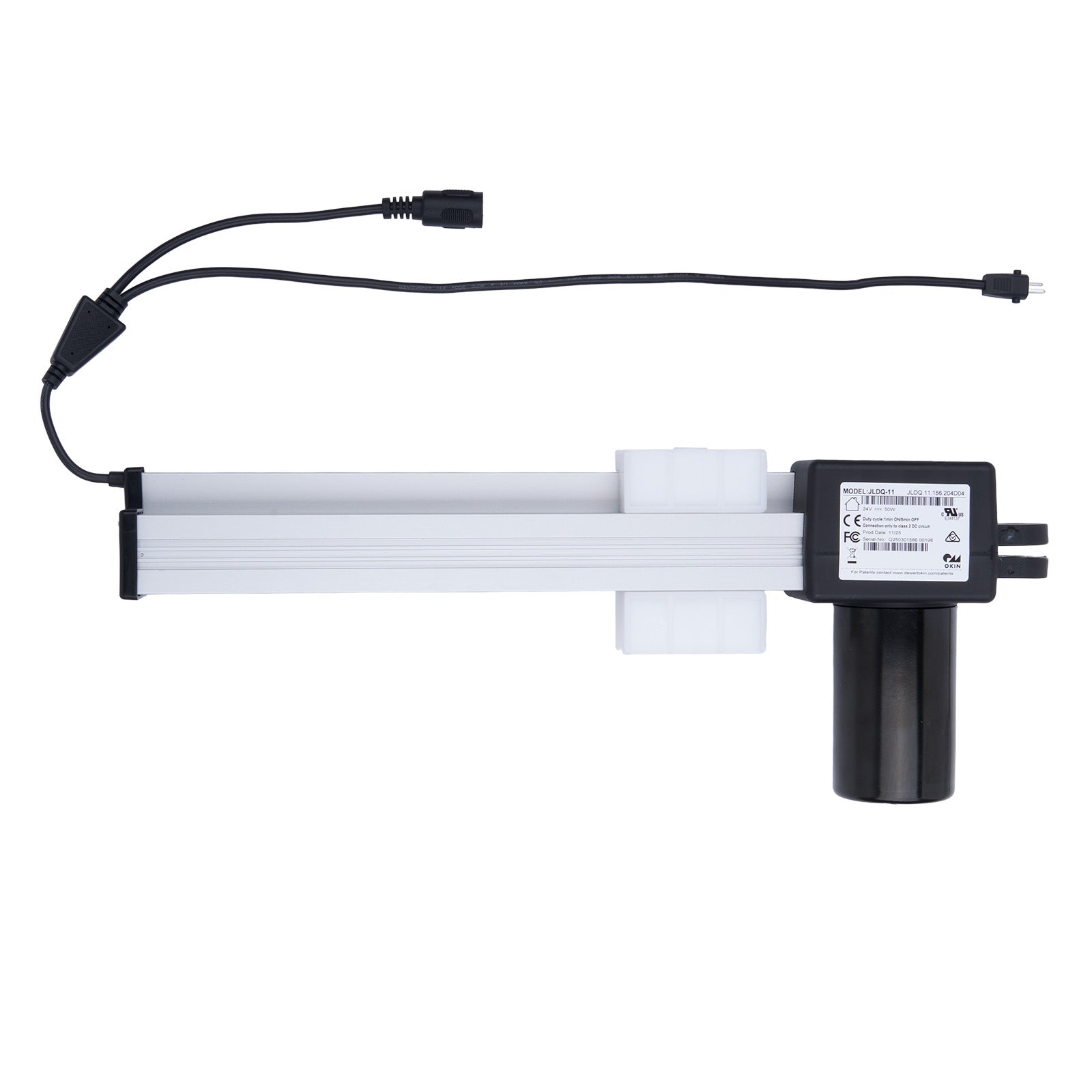 Electromagnetic valve with power cable on a white background