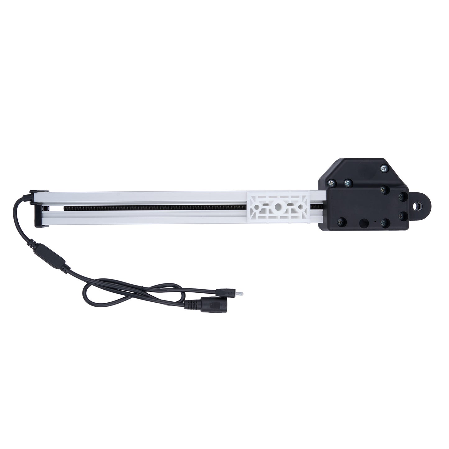 Linear actuator with power cable on a white background
