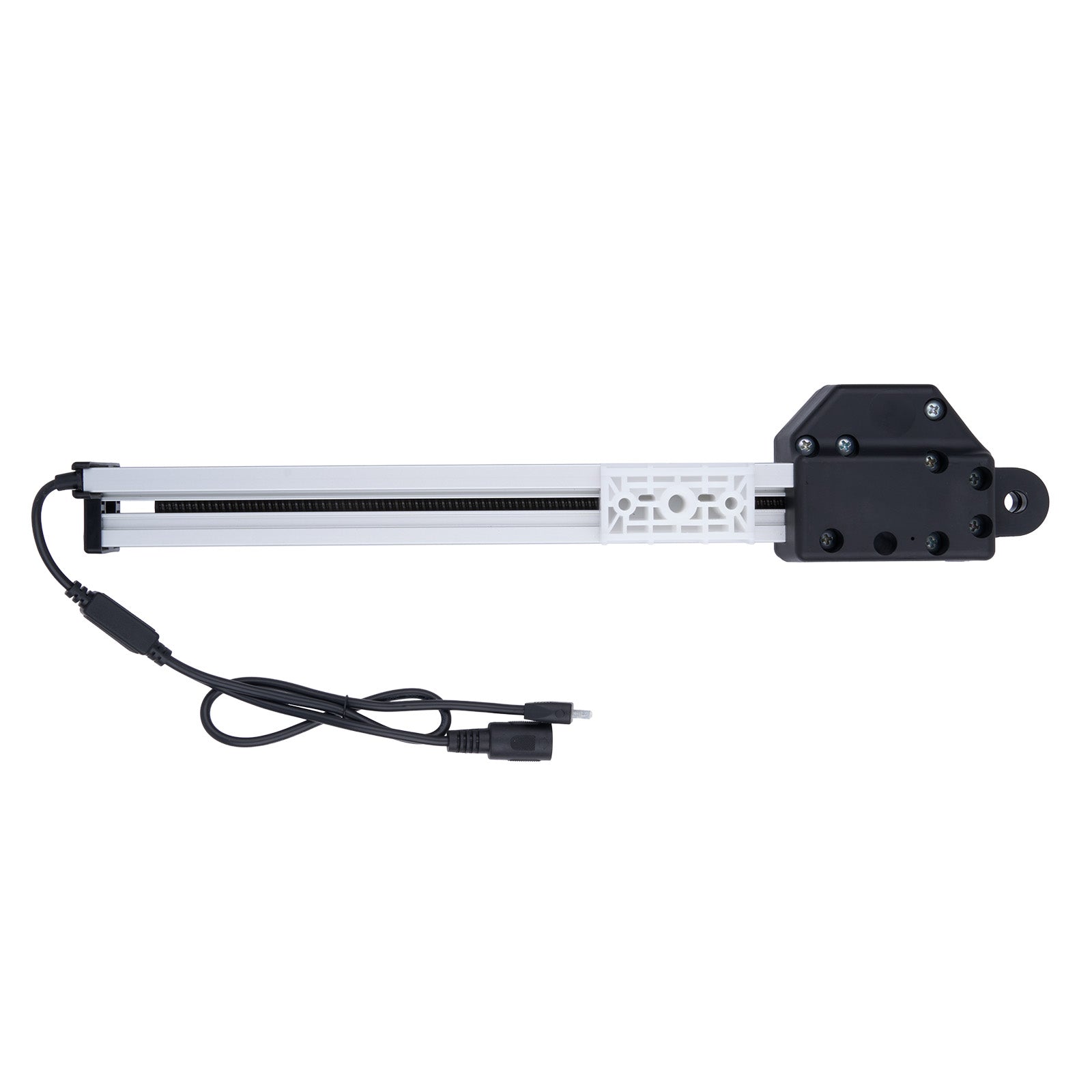 Linear actuator with power cable on a white background