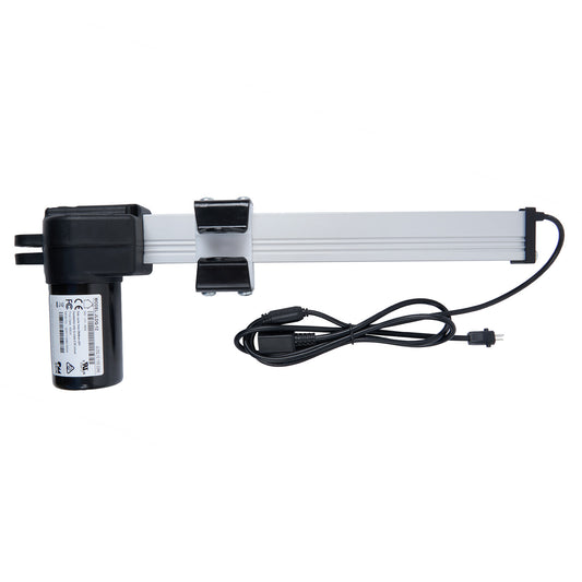 A gray OKIN linear actuator with two cables and plugs, model number JLDQ.12.133.226E, against a white background.