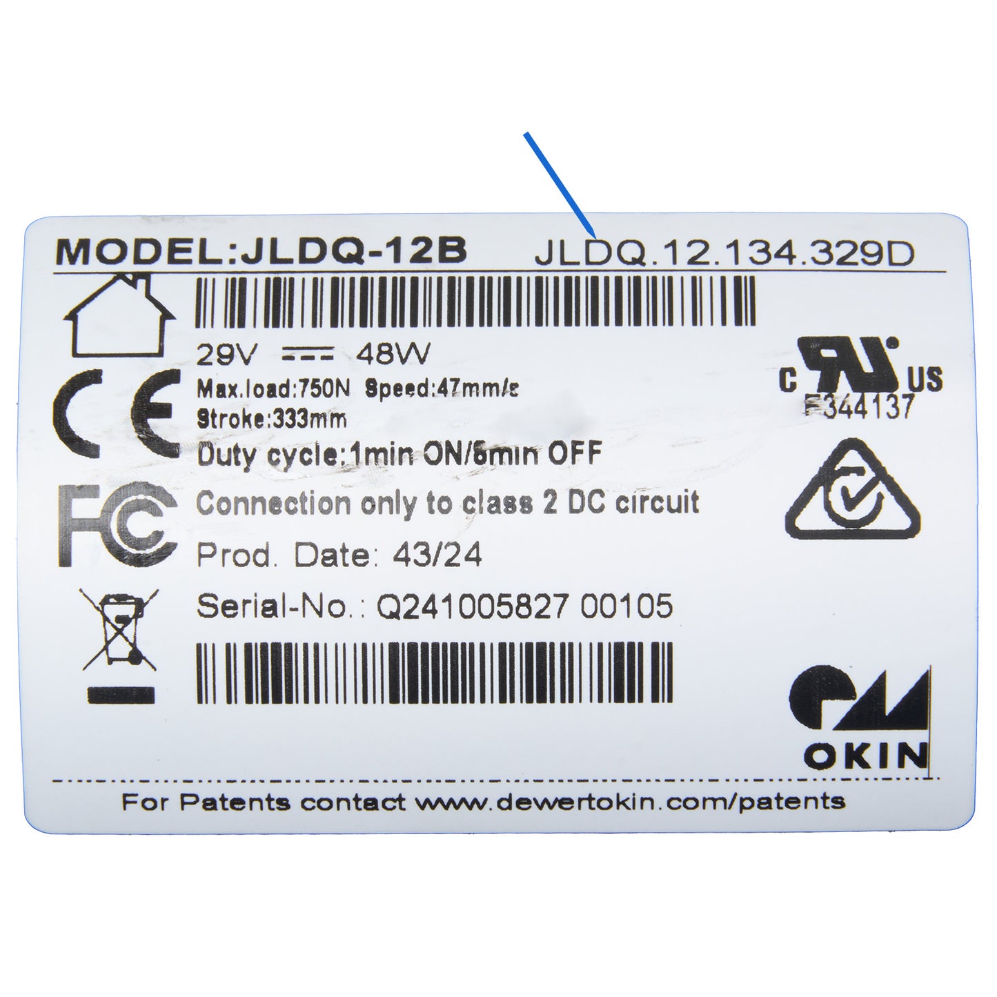 OKIN JLDQ.12.134.329D Linear Actuator for Recliner/Lift Chair