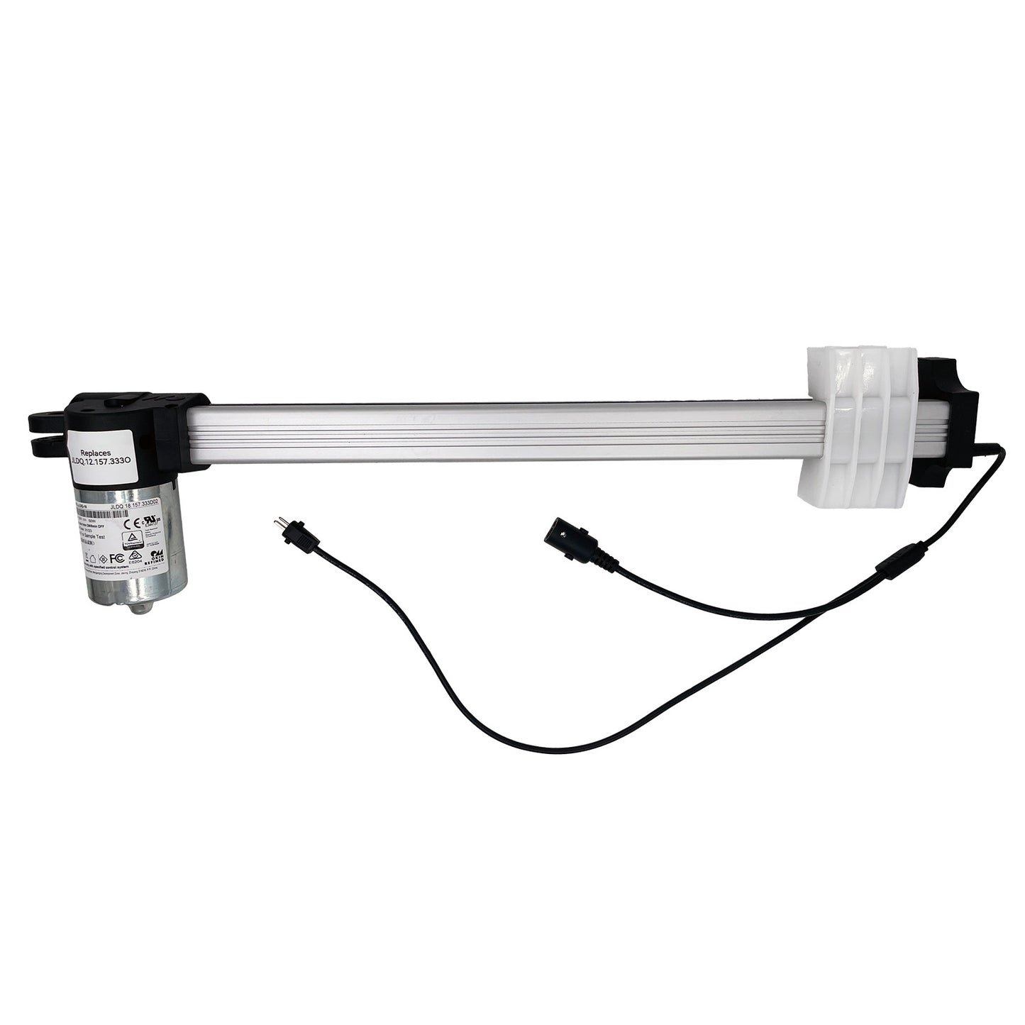  Linear actuator consisting of a motor unit, a shaft, and cables, designed to replace a JLDQ.12.157.333O model.