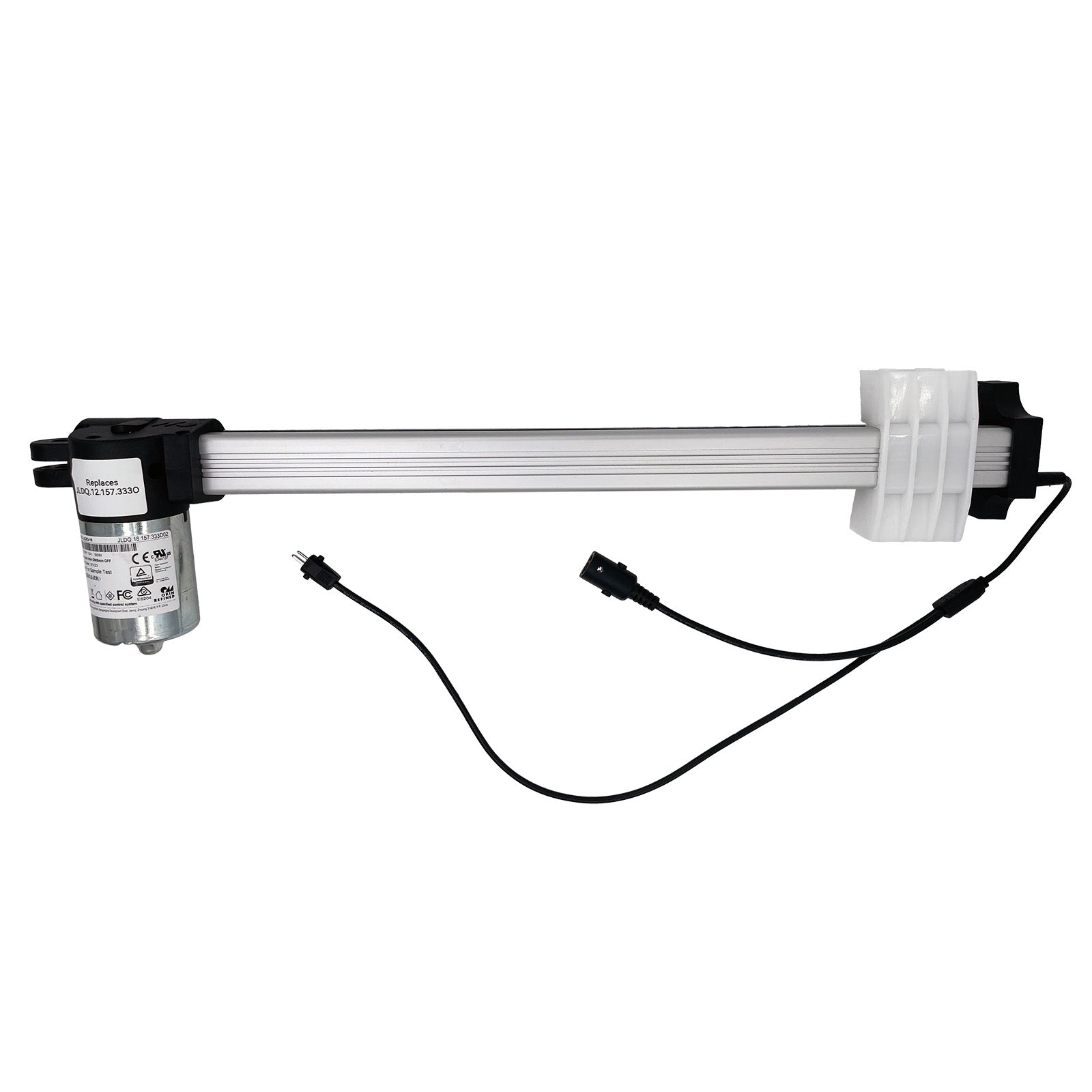  Linear actuator consisting of a motor unit, a shaft, and cables, designed to replace a JLDQ.12.157.333O model.
