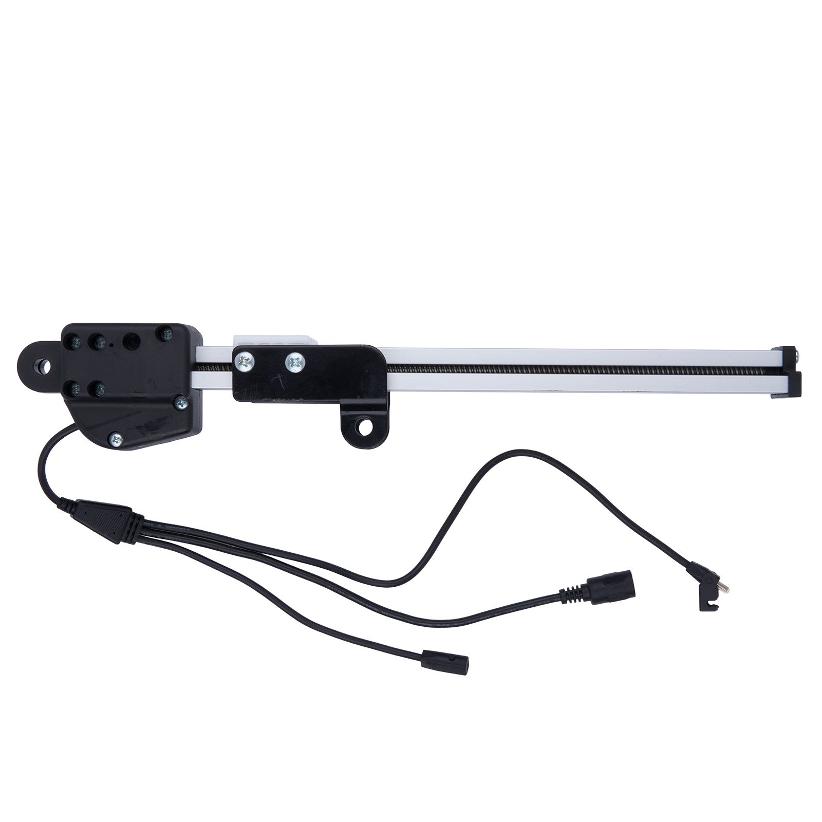 Mechanical arm with attached cables on a white background