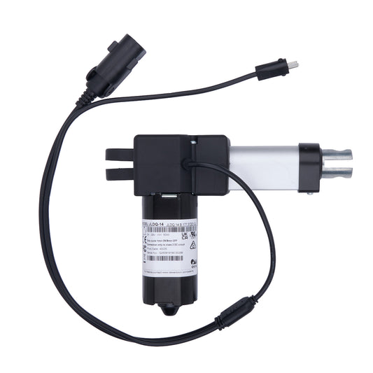 Black and white mechanical pump with cables on a white background