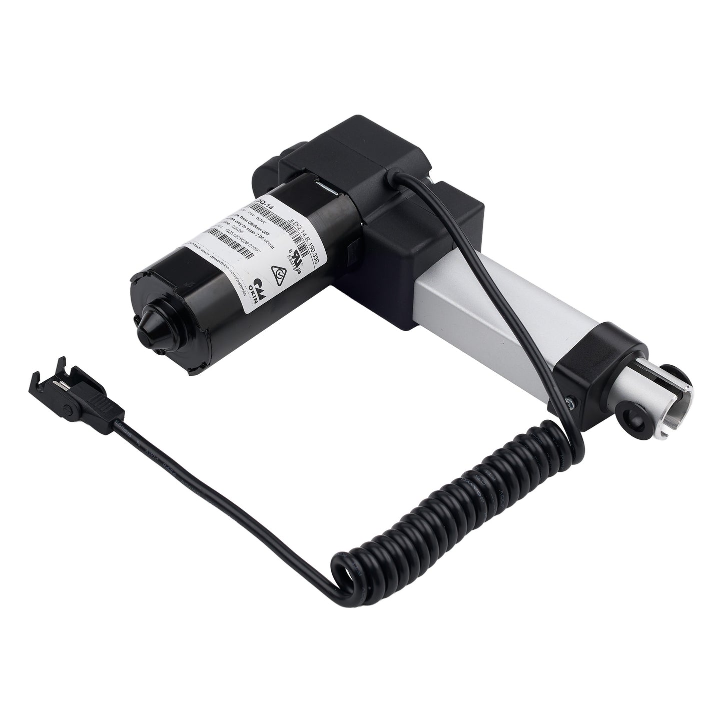 Mechanical component with coiled cable on a white background