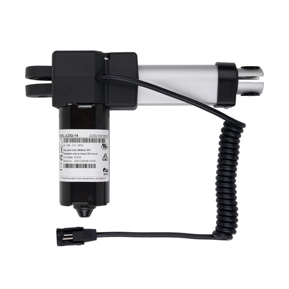 Black and white electronic device with coiled cable on a white background