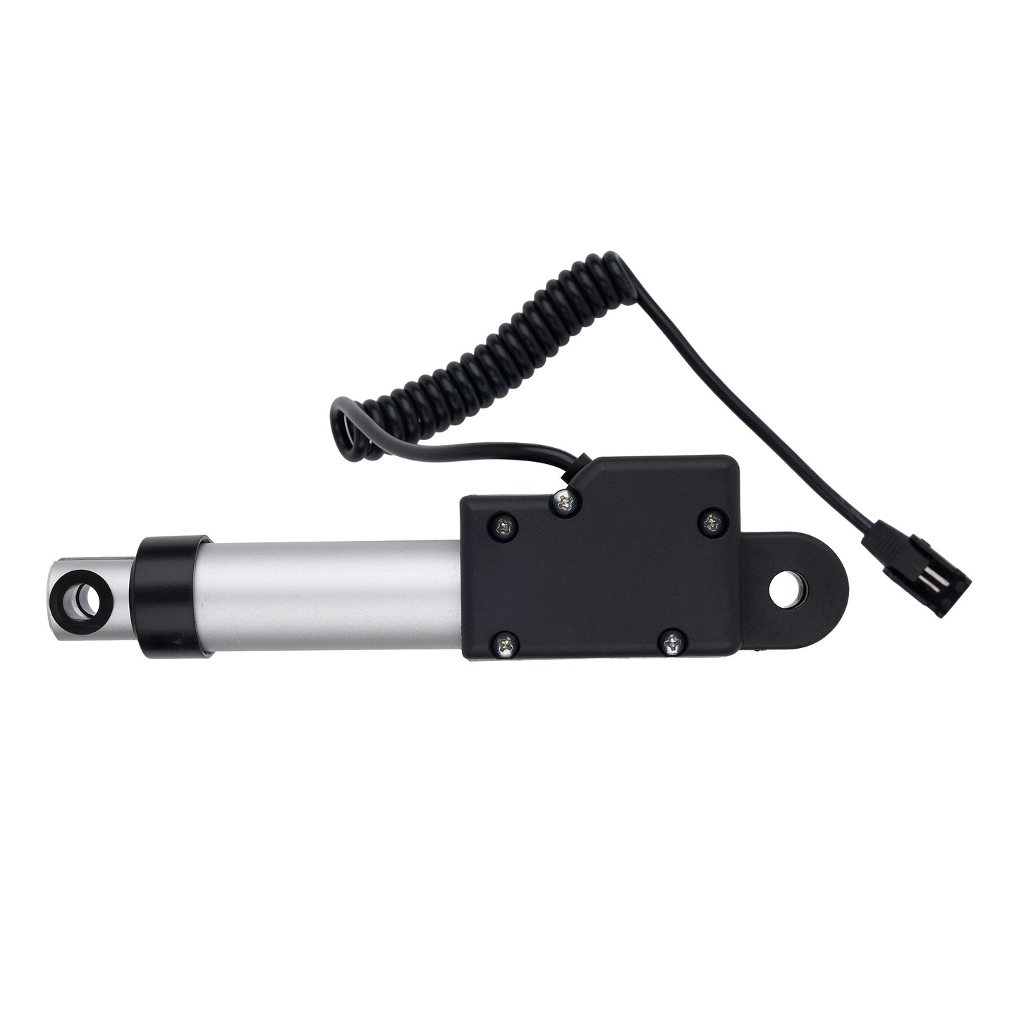 Linear actuator with coiled cable on a white background
