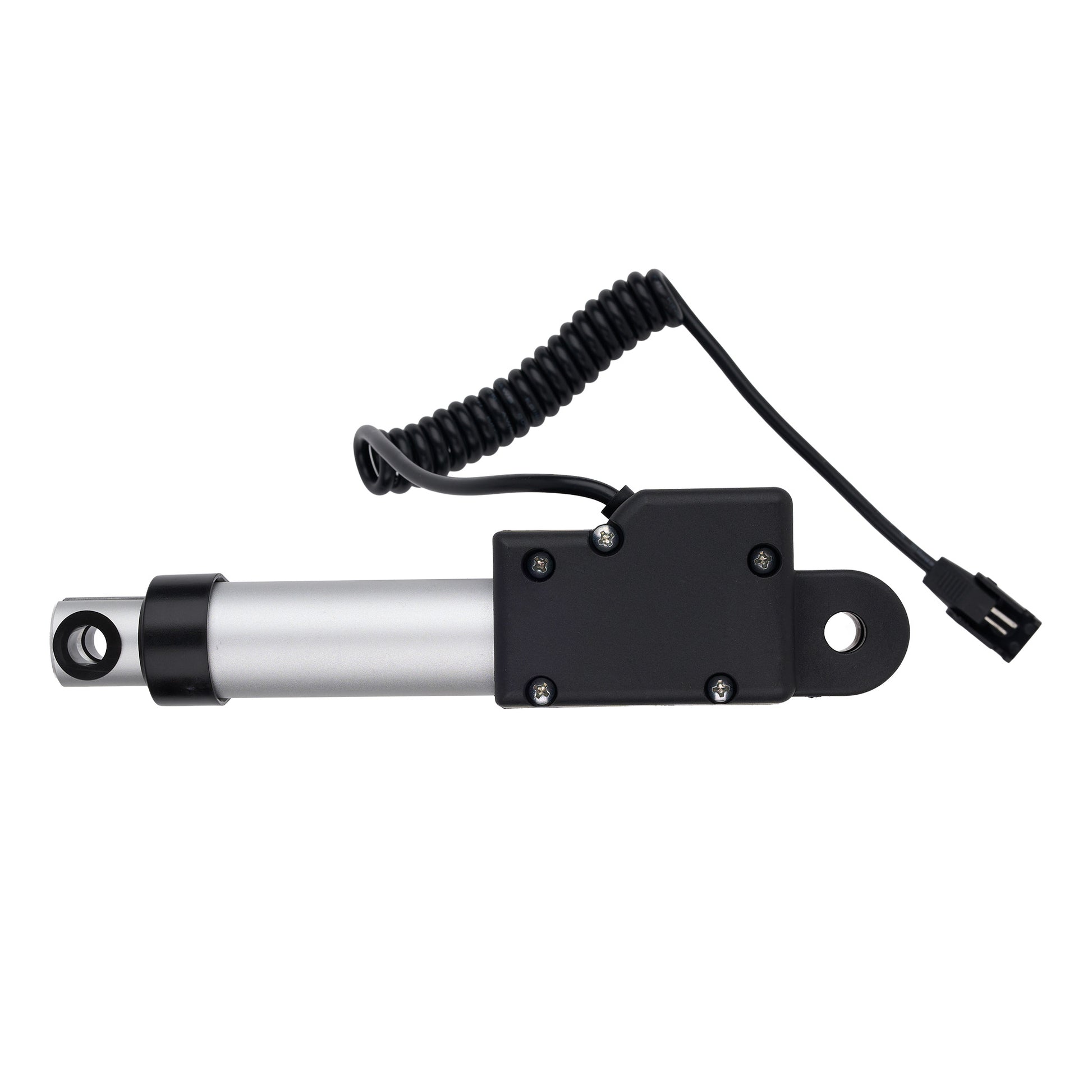 Linear actuator with coiled cable on a white background