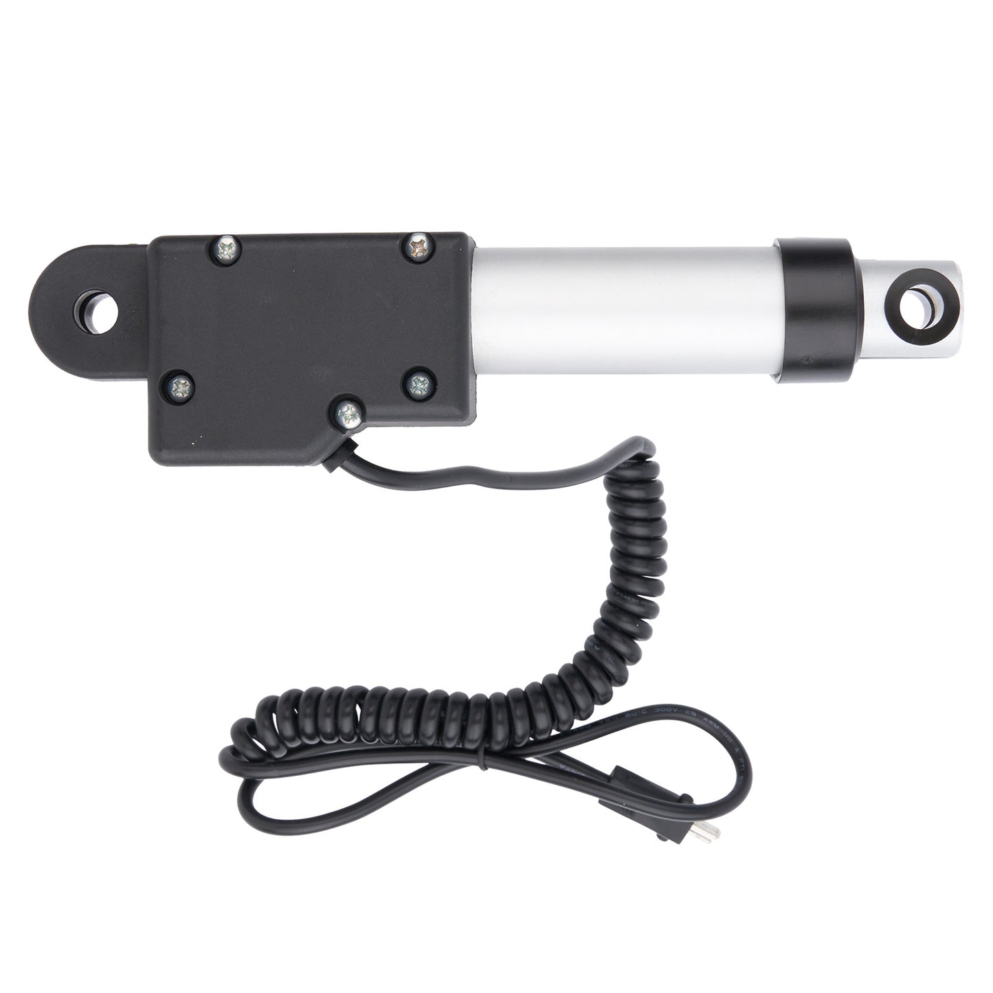 Mechanical actuator with coiled cable on a white background