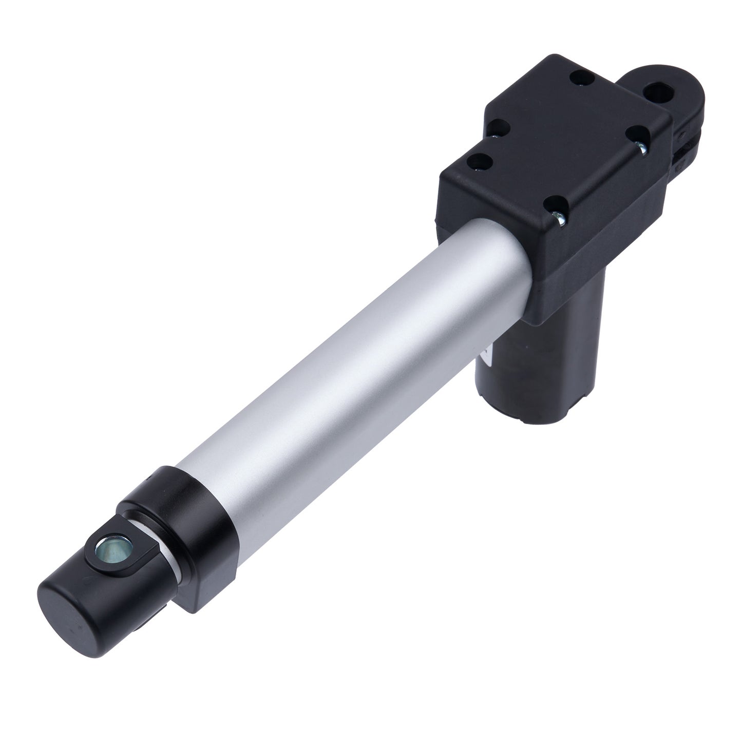 Mechanical component with black and silver design on a white background