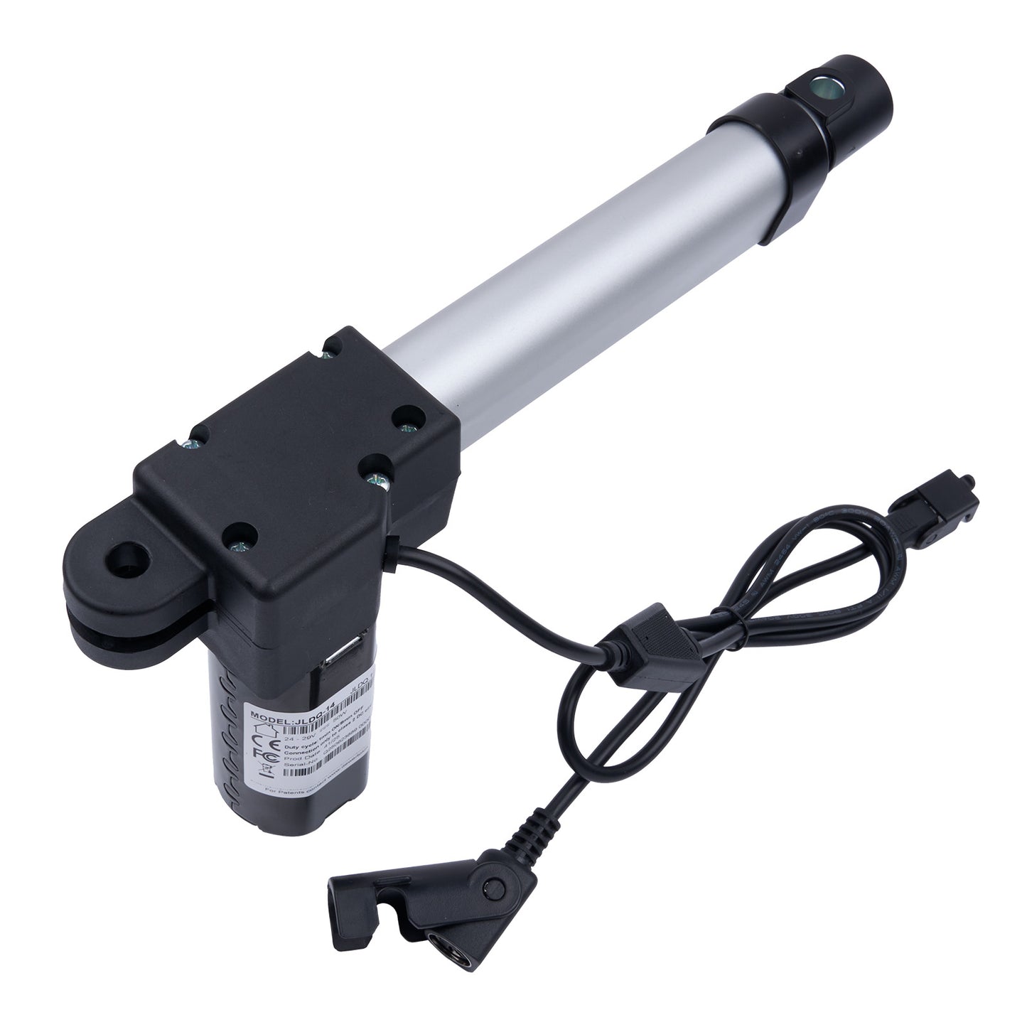 Electric linear actuator with cable on a white background