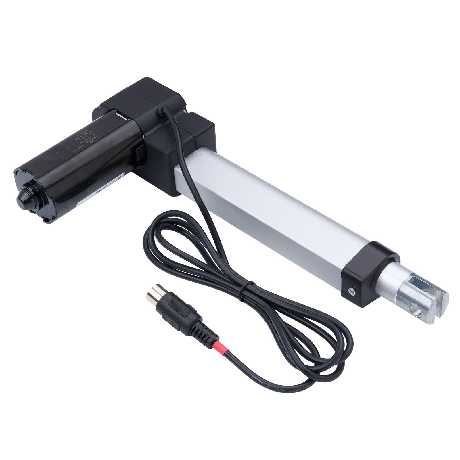 Linear actuator with power cable on a white background