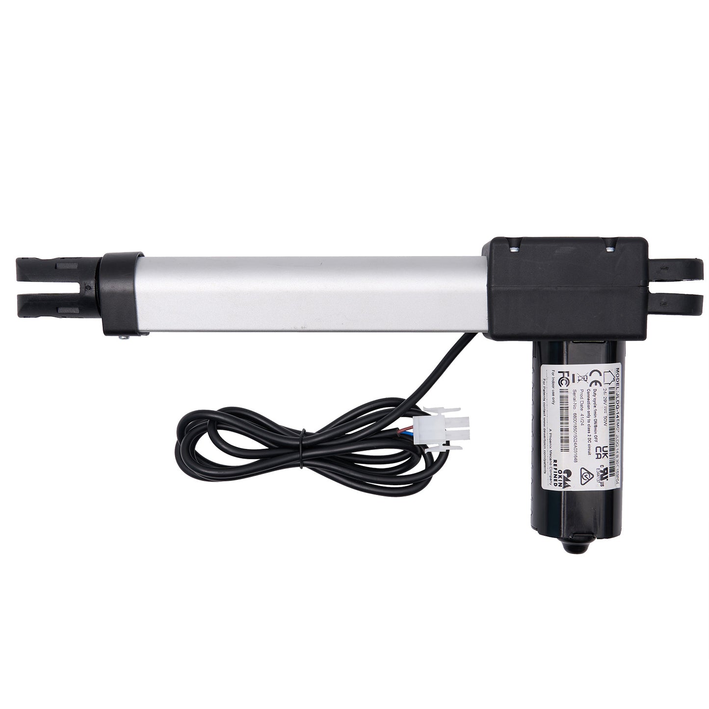 Linear actuator with cable on a white background