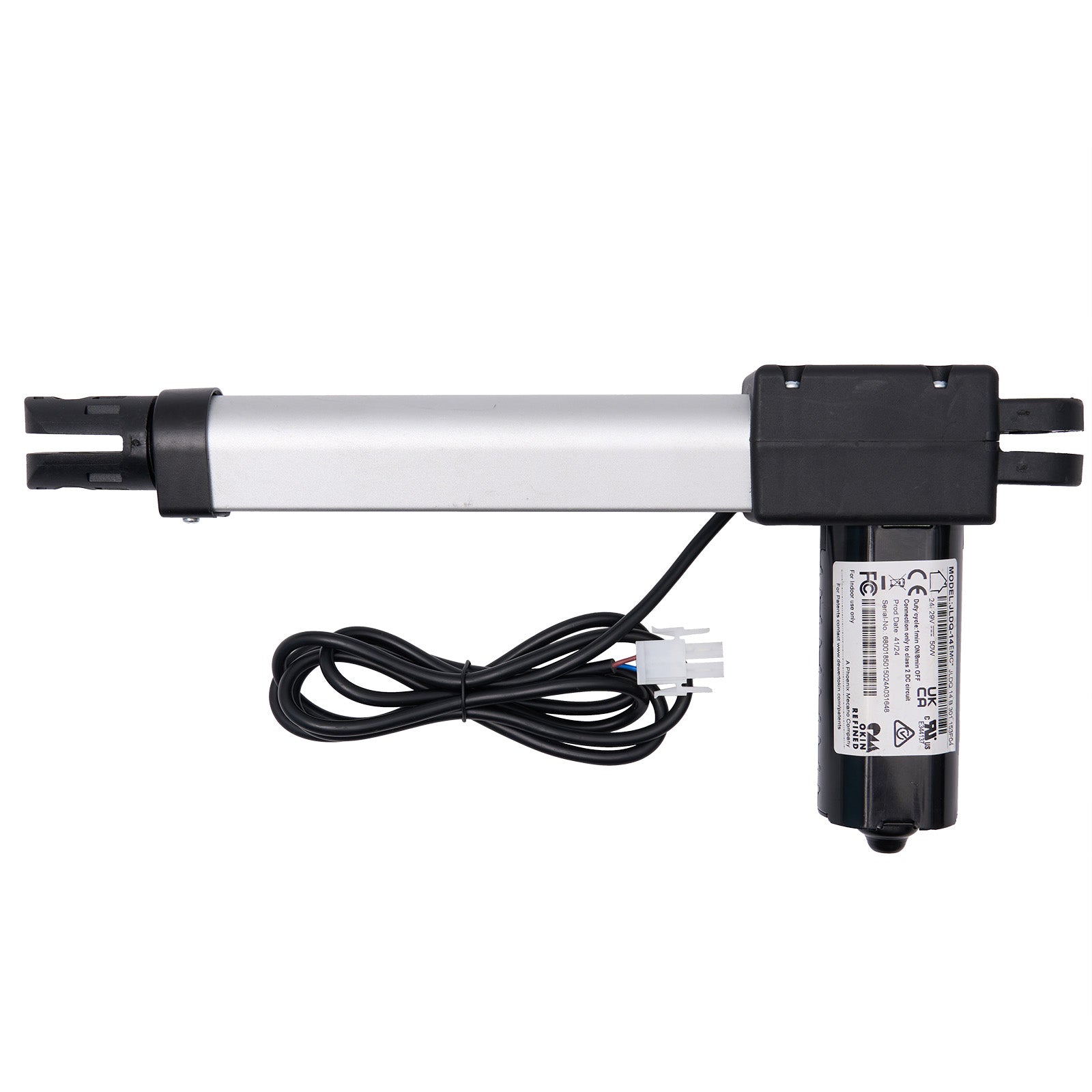 Linear actuator with cable on a white background