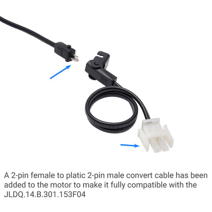 2-pin female to plastic 2-pin male convert cable on a white background