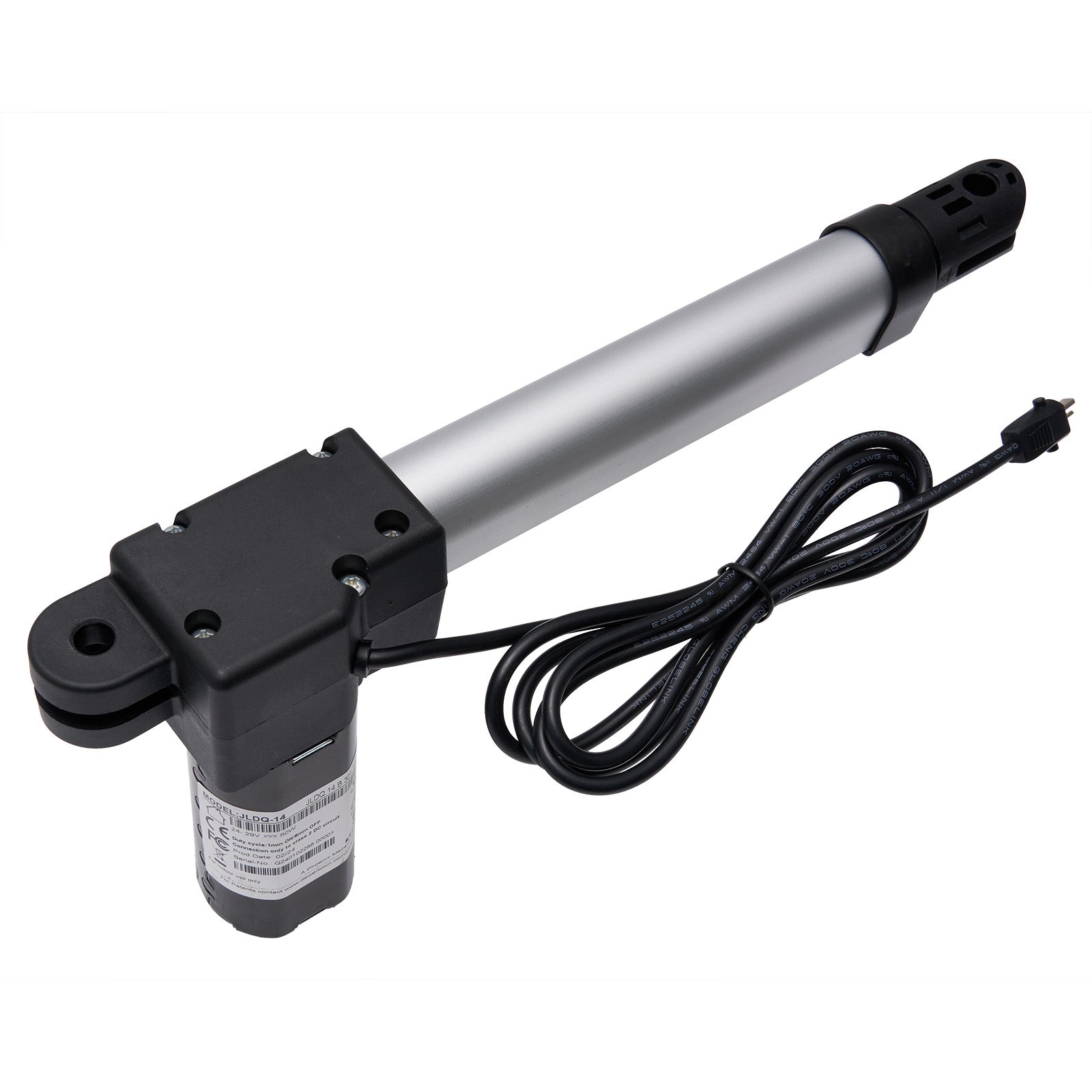 Electric linear actuator with a cable on a white background