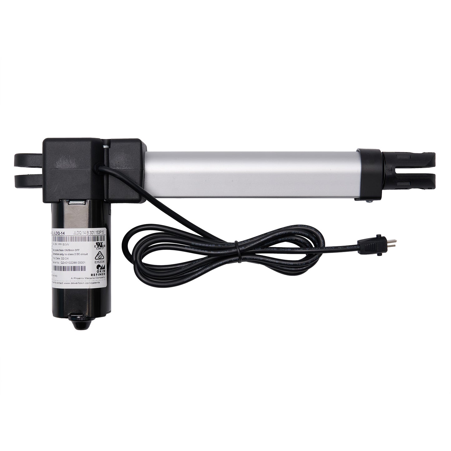 Electric actuator with cable on a white background