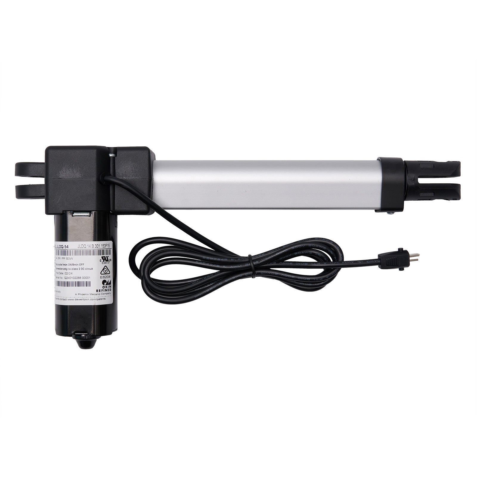 Electric actuator with cable on a white background
