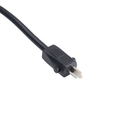 Black electrical plug on a white background