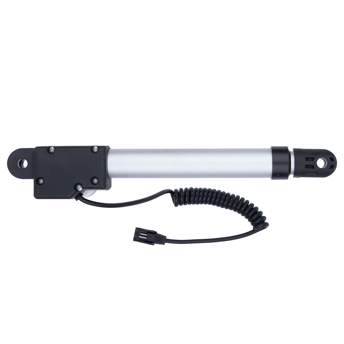 Linear actuator with coiled cable on a white background