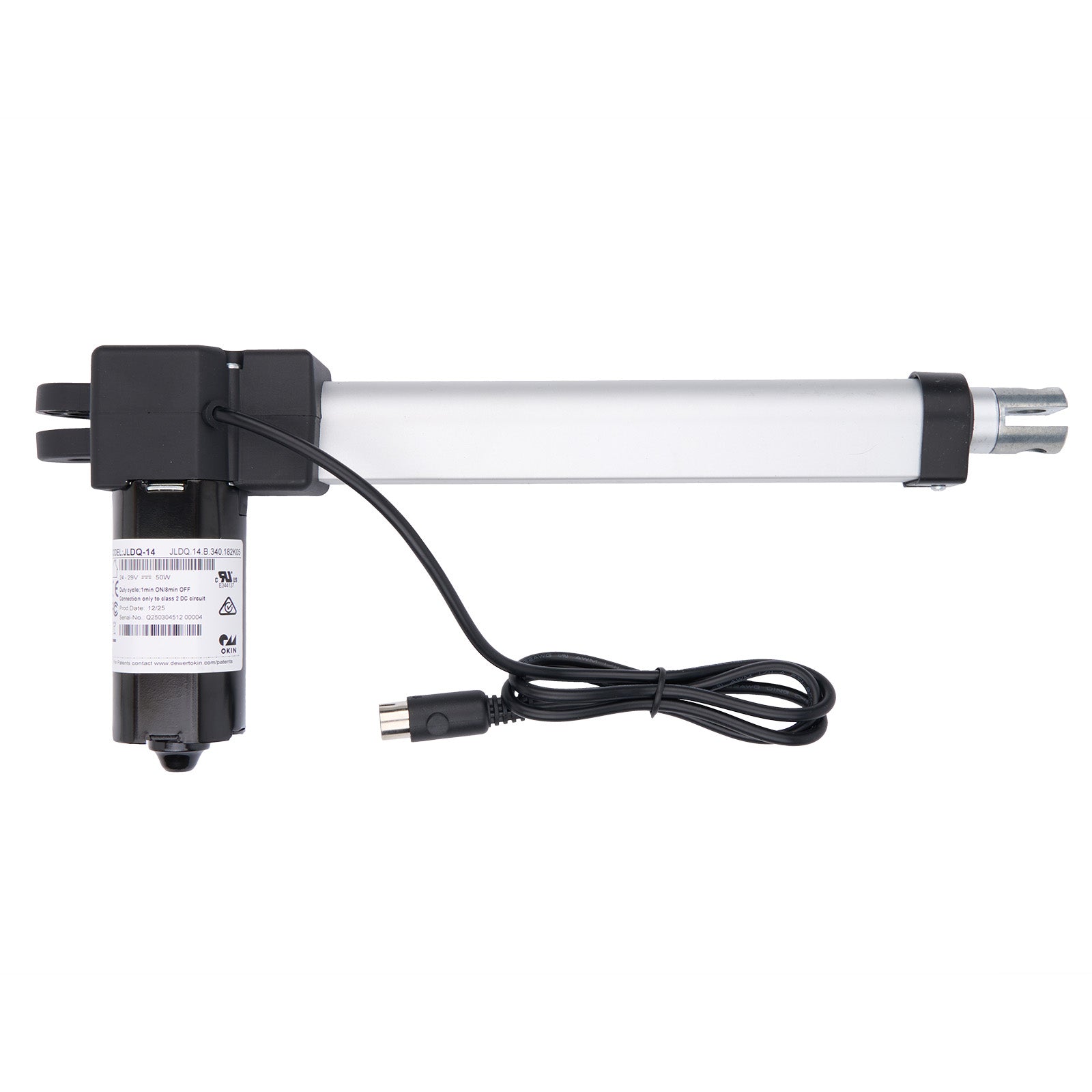 Electric actuator with cable on a white background