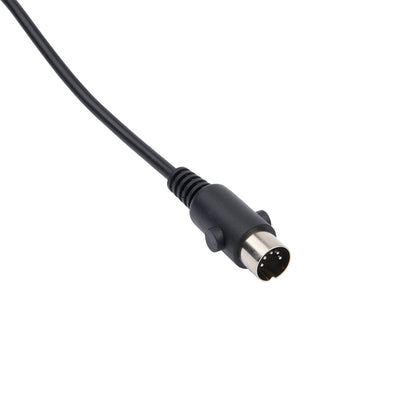 Black audio cable with a DIN connector on a white background