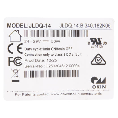 Product label with technical specifications and branding on a white background