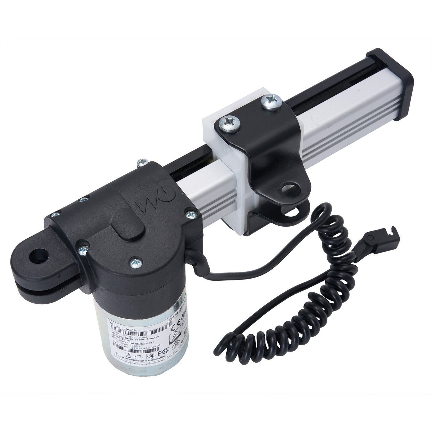 Mechanical pump with coiled cable on a white background