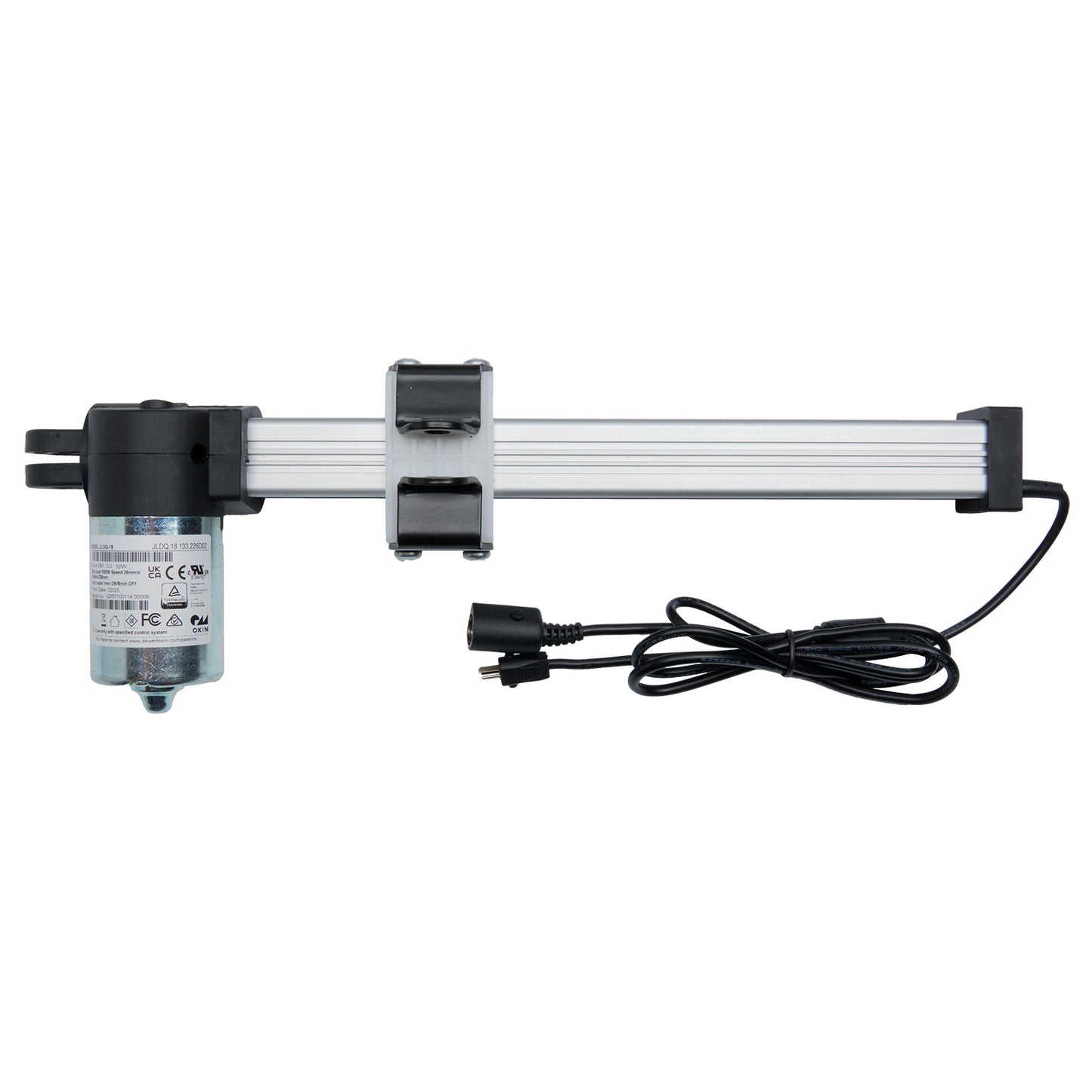 Linear actuator with cable on a white background