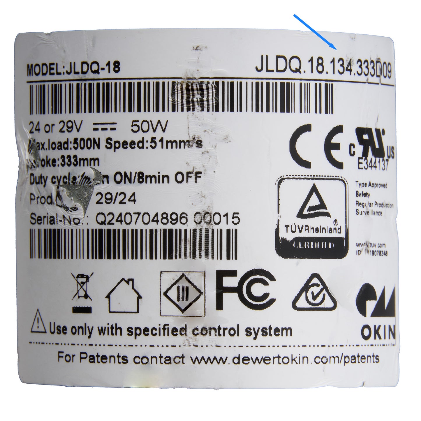 OKIN JLDQ.18.134.333D09 Linear Actuator for Recliner/Lift Chair