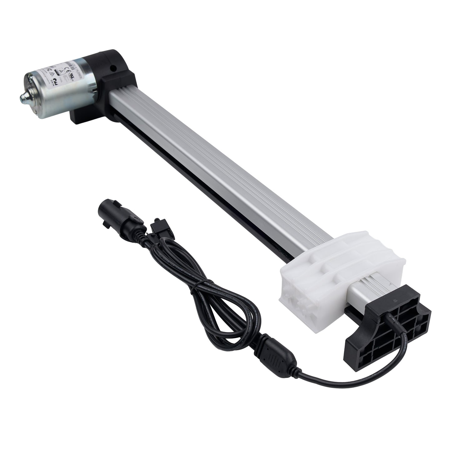 Linear actuator with cable on a white background