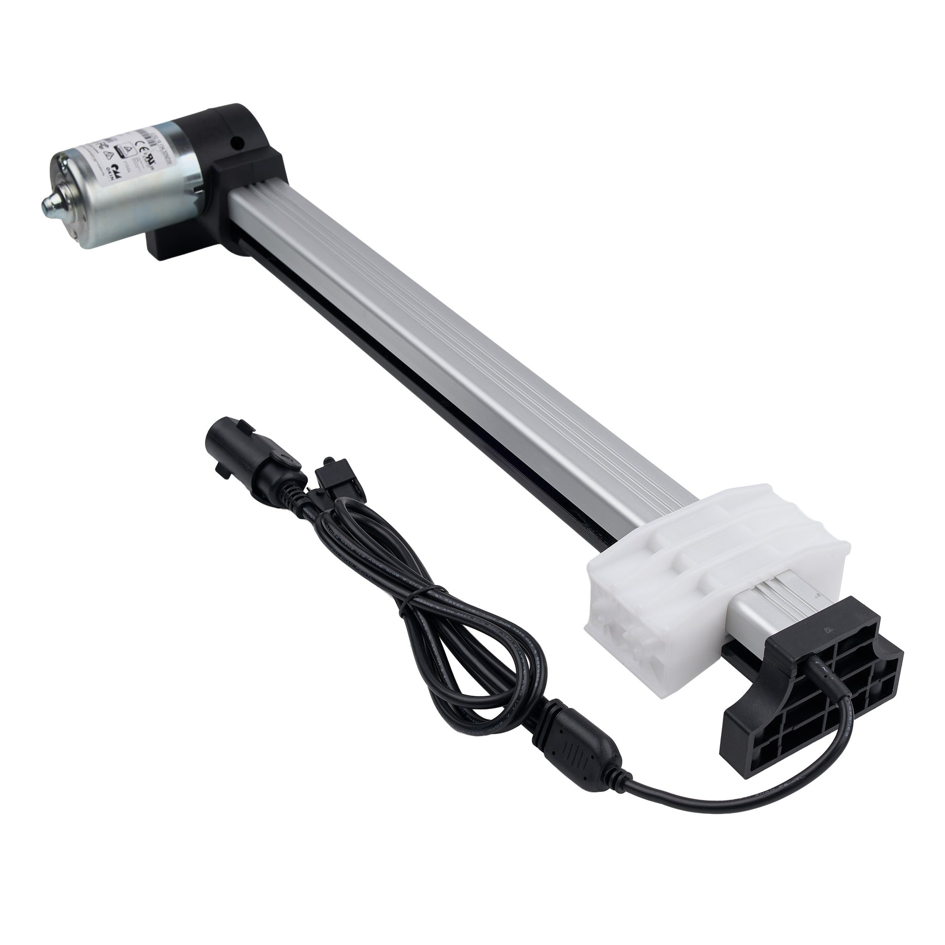 Linear actuator with cable on a white background
