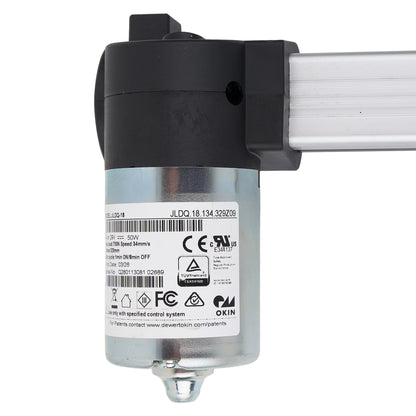Mechanical component with visible branding and certification labels on a white background