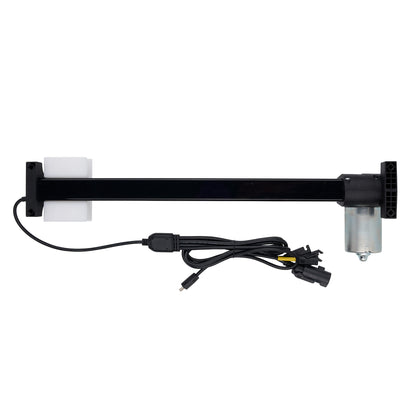 Mechanical component with black housing, white cylindrical parts, and wiring on a white background
