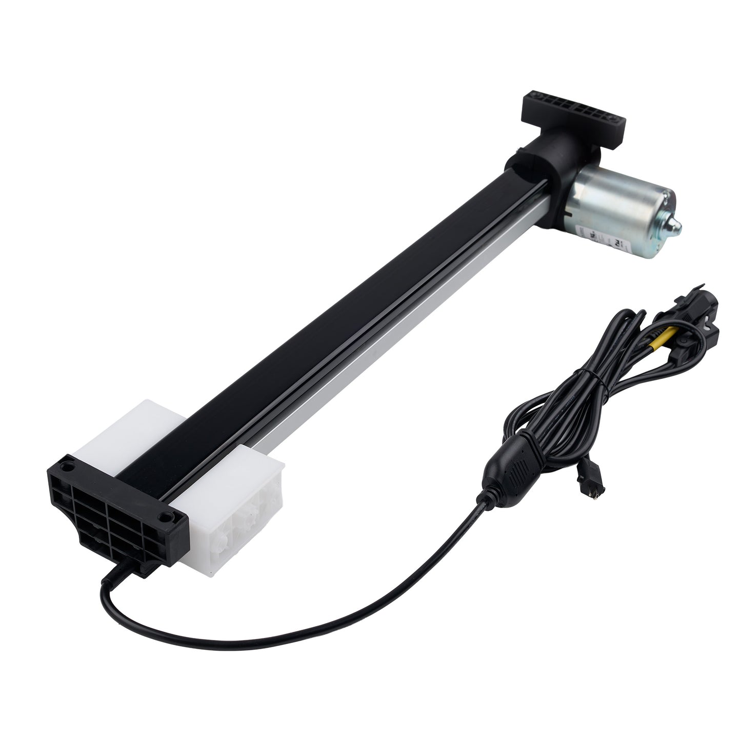 Mechanical arm with motor and cable on a white background