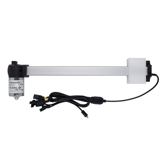 Mechanical arm with a motor and wiring on a white background