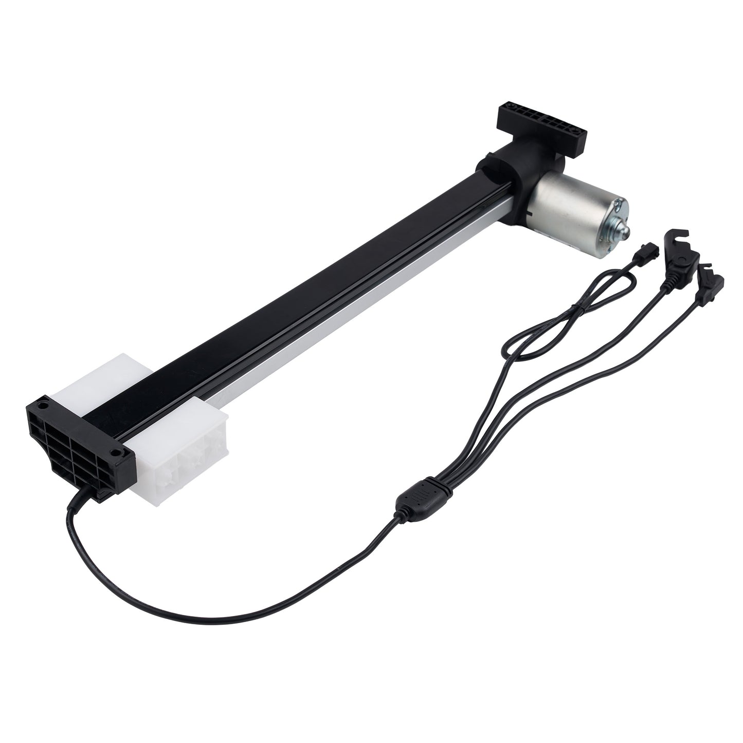 Mechanical arm with a motor and wiring on a white background