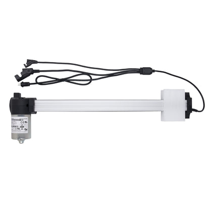Pump with a long cylindrical body and black wiring on a white background