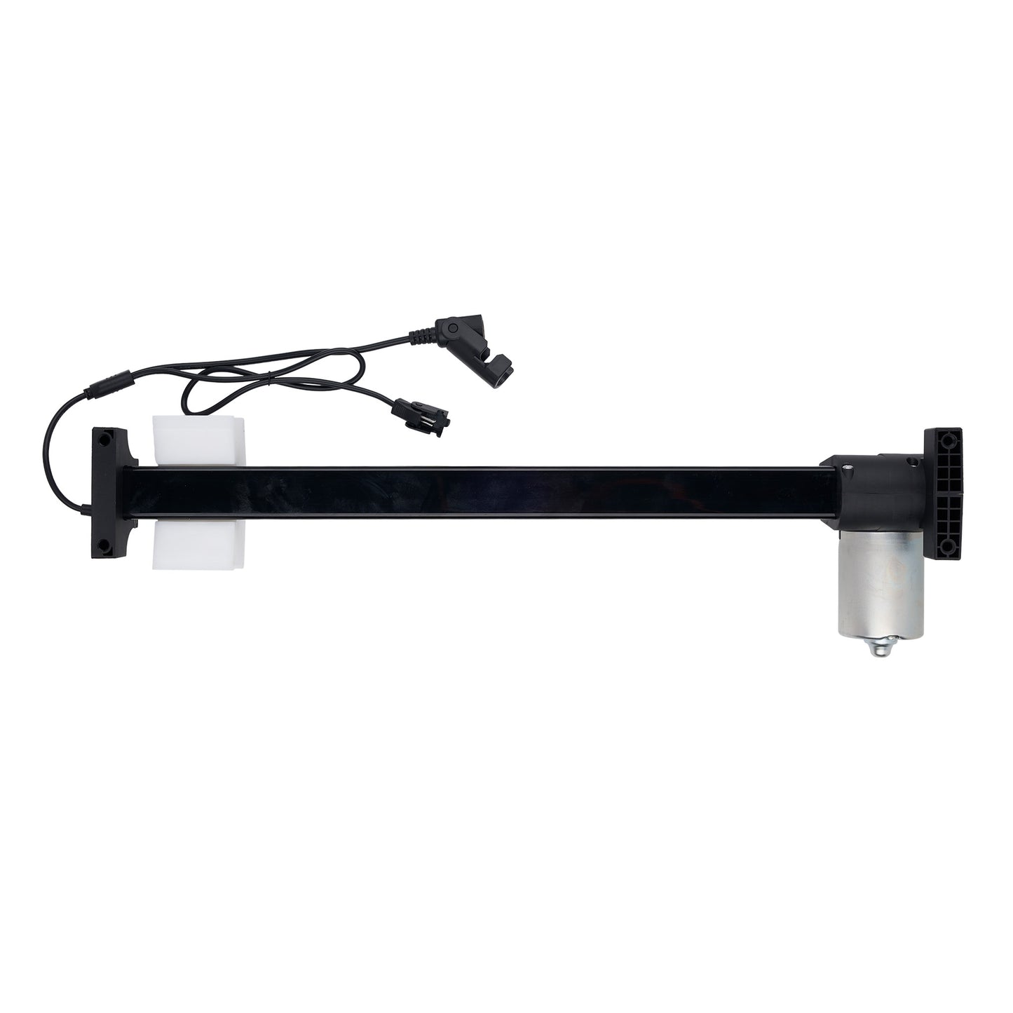 Black and silver mechanical arm on a white background