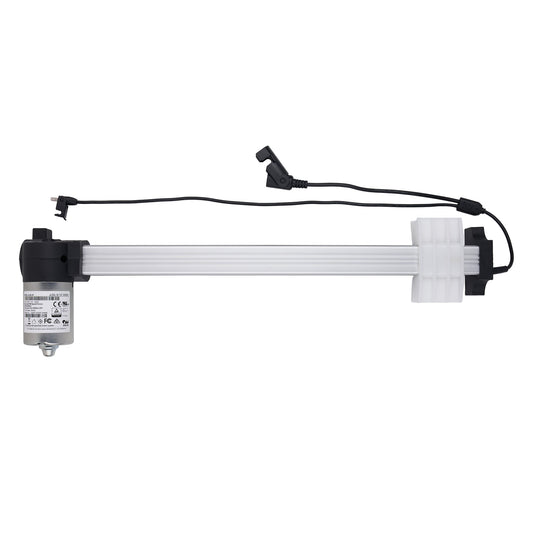 Mechanical arm with joints and wires on a white background
