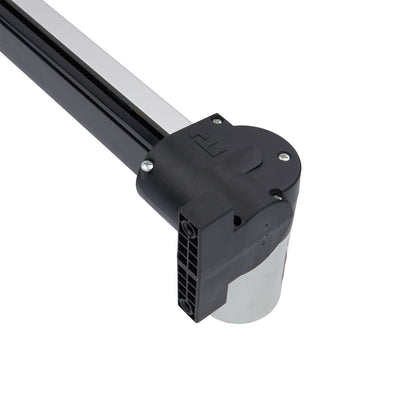 Black metal rod with a cylindrical component on a white background