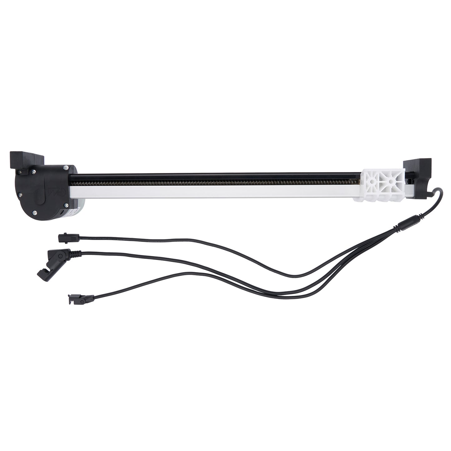 Long rectangular component with connectors on a white background