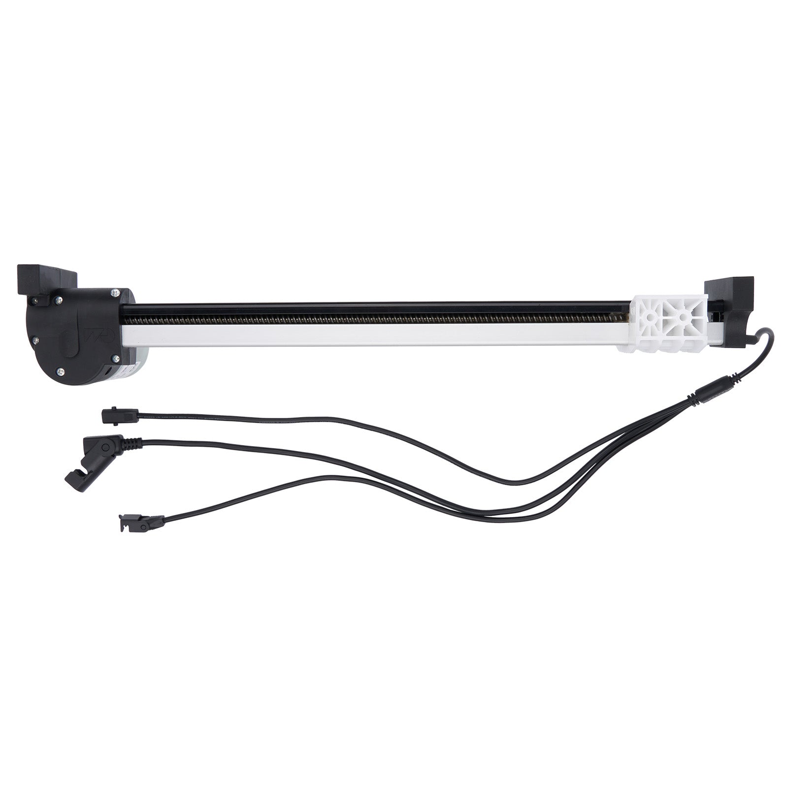 Long rectangular component with connectors on a white background