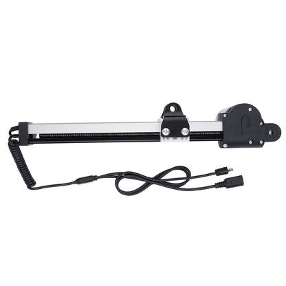 Black and silver LED light bar with coiled cable on a white background