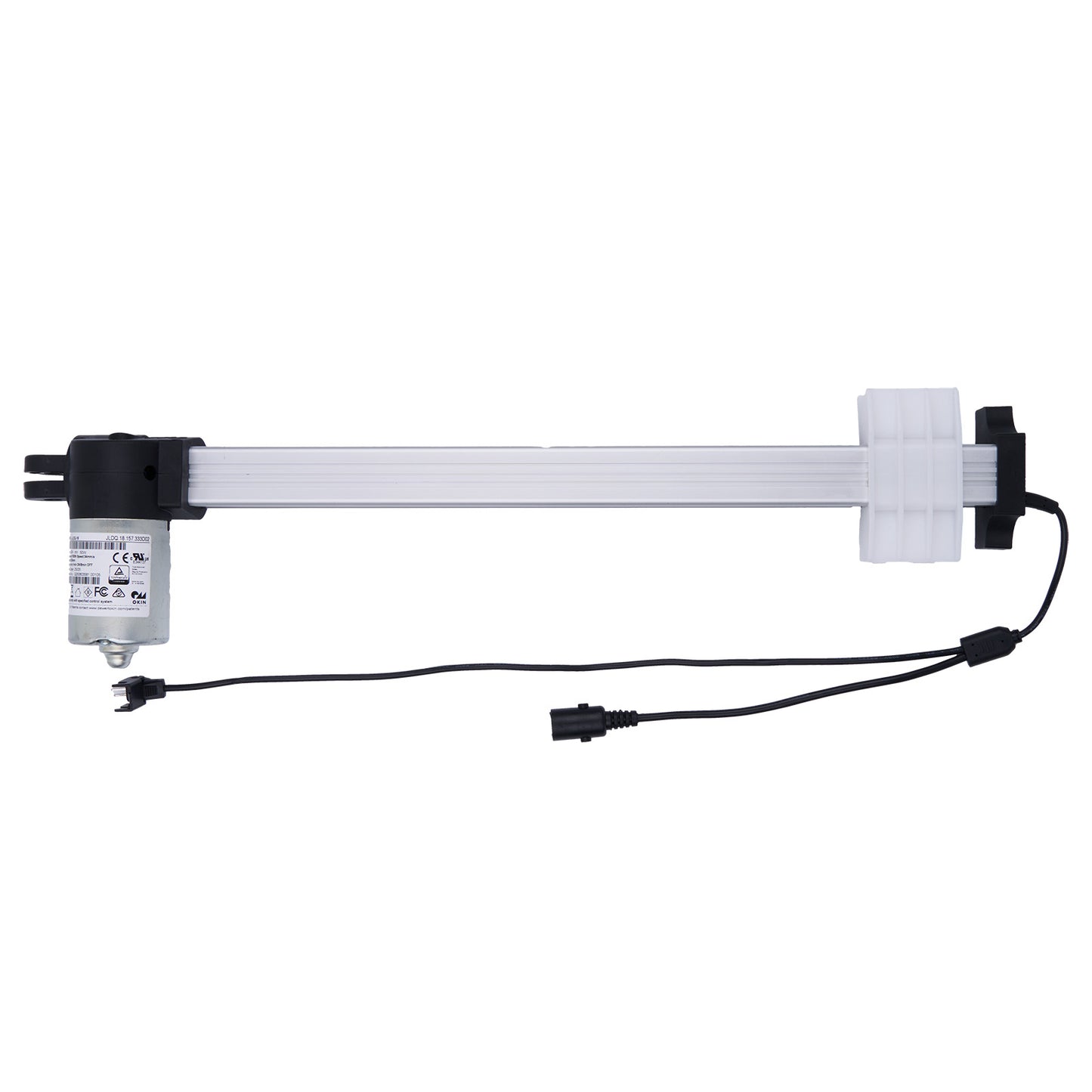 Linear actuator with cables on a white background