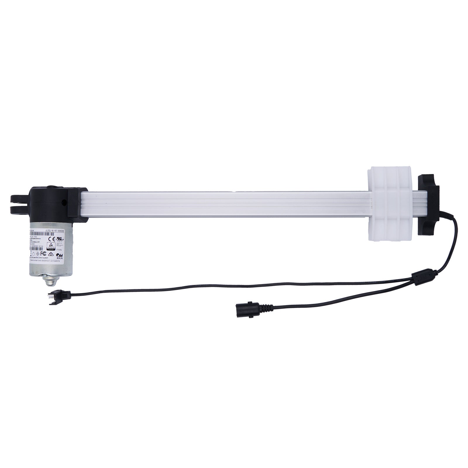 Linear actuator with cables on a white background