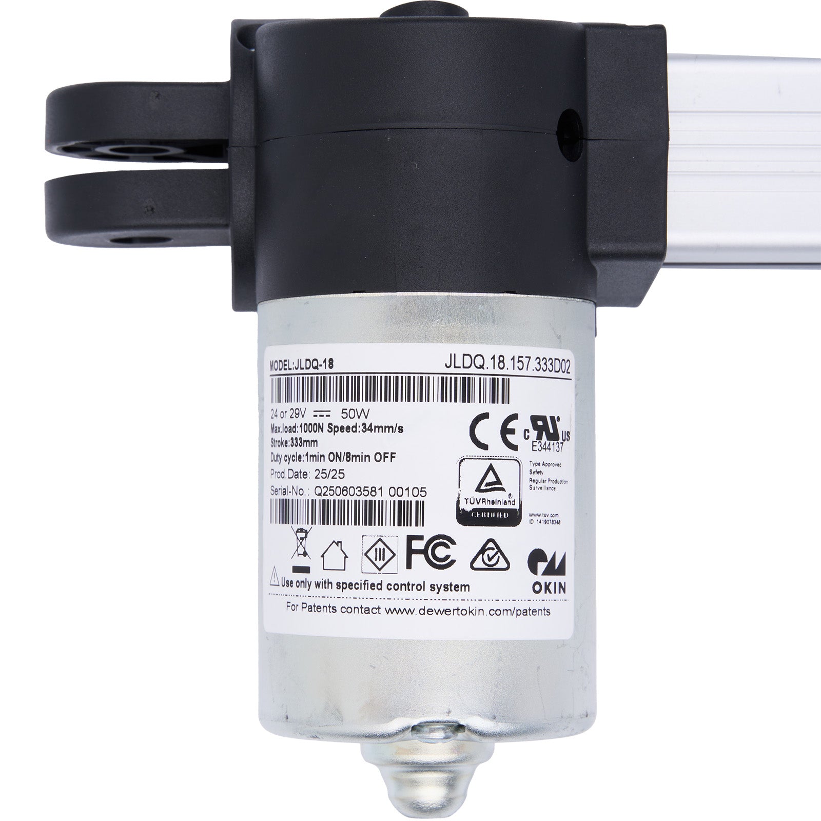 Control valve with label on a white background